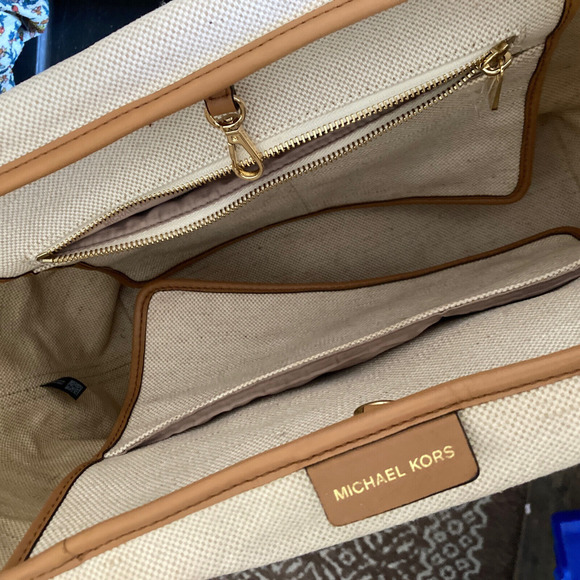 Michael Kors Maritime Beach Tote Canvas Beige X Large Rope Handles - Picture 4 of 15